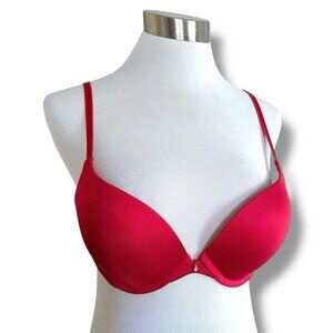 Montelle 36B Bra Red Satin Padded Push Up Underwire Valentines Day Christmas